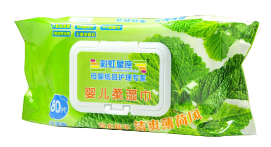 彩虹星座薄荷风婴儿柔湿巾80抽
