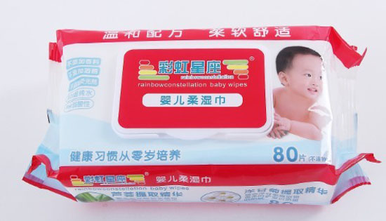 彩虹星座婴儿柔湿巾80抽带盖