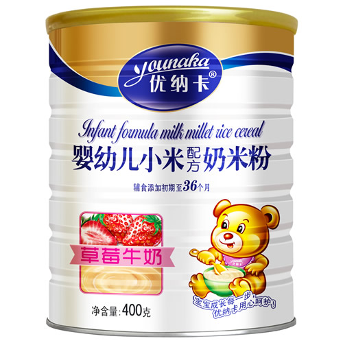 优纳卡牛奶草莓小米配方奶米粉-火爆孕婴童招