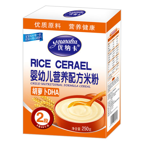 优纳卡婴幼儿米粉胡萝卜DHA(2段)-火爆孕婴童