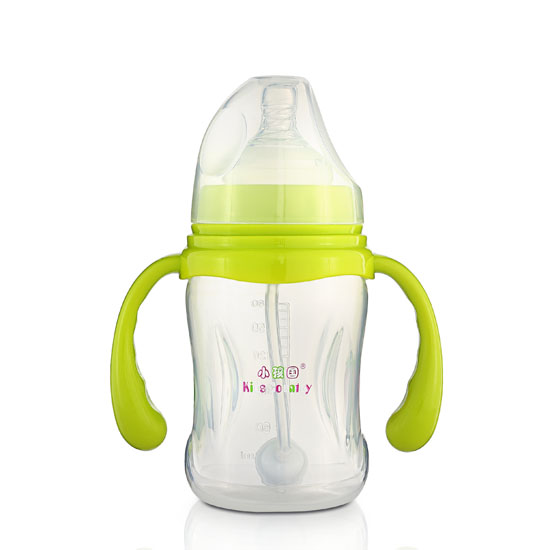 小孩国宽口自动柳叶形PP奶瓶180ML青色