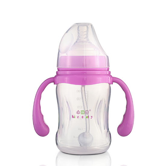 小孩国宽口自动柳叶形PP奶瓶180ML紫色