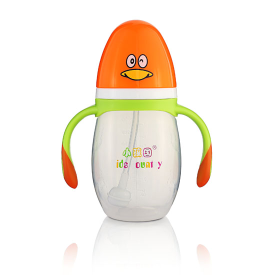 小孩国宽口自动企鹅PP奶瓶210ML 黄色