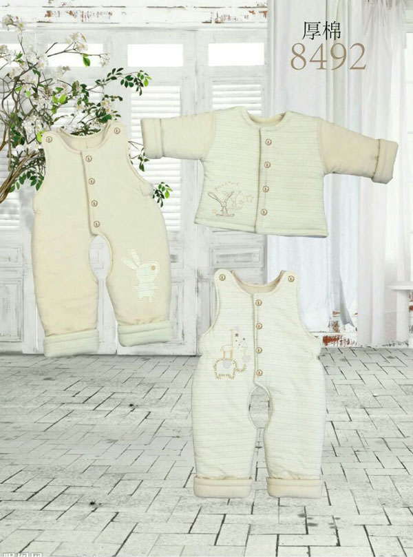 快乐小天天保暖棉衣套装 米白色