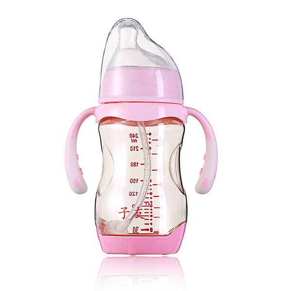 子友偏头奶瓶240ml粉