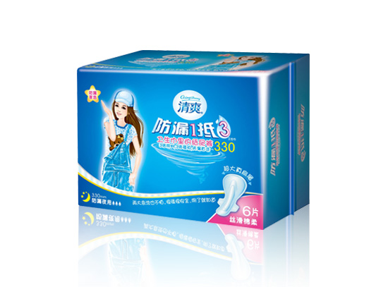 清爽U氧系列——防漏1抵3纤巧6片柔棉卫生巾