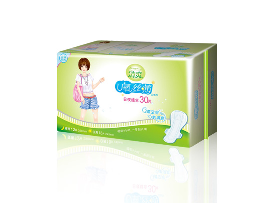 清爽U氧系列---日夜组合30片U氧丝薄网面卫生巾