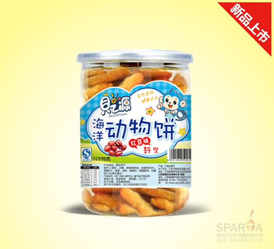 貝之源動(dòng)物餅干紅豆味