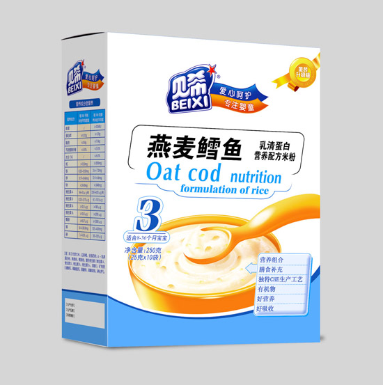 贝希乳清蛋白营养米粉盒装-燕麦鳕鱼配方