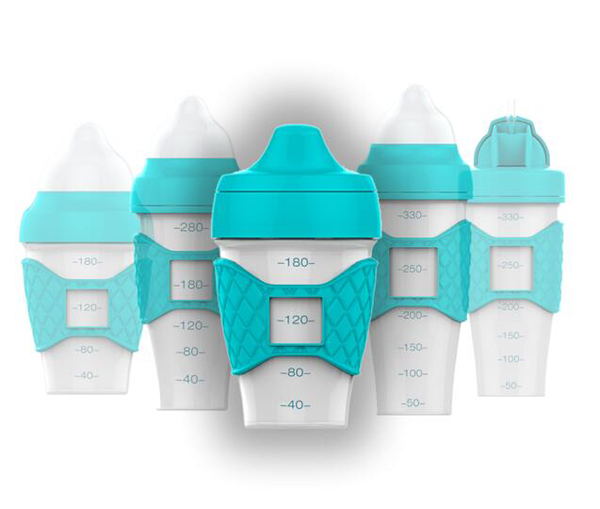 绿糖生活蓝色水晶奶瓶180ml