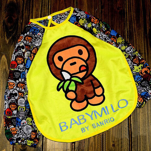 宝宝罩衣食饭衣画画衣围兜黄猴子