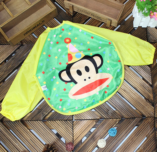 宝宝罩衣食饭衣画画衣围兜绿大嘴猴