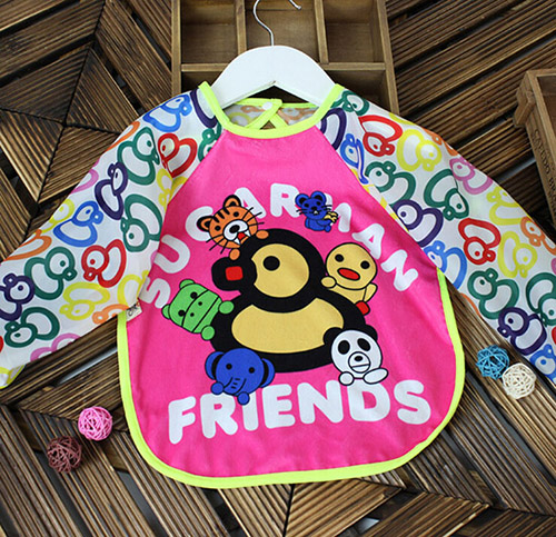 宝宝罩衣食饭衣画画衣围兜小鸭子红