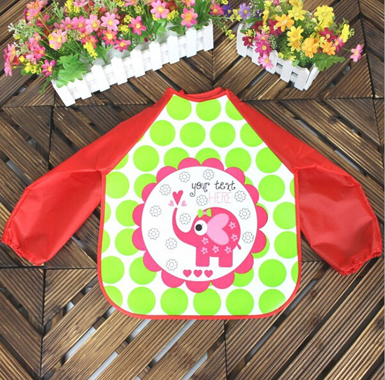 婴儿EVA免洗吃饭衣围兜围嘴长袖红