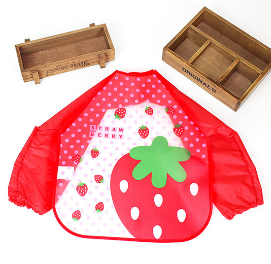 婴儿EVA免洗吃饭衣围兜围嘴长袖红草莓