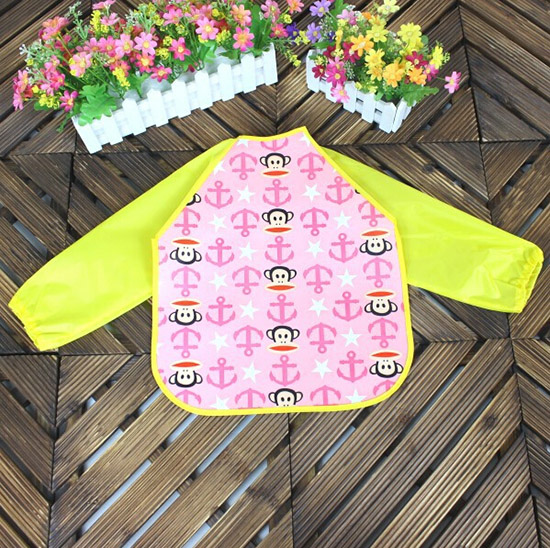 婴儿EVA免洗吃饭衣围兜围嘴长袖黄大嘴猴