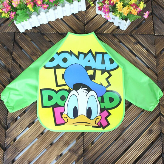 婴儿EVA免洗吃饭衣围兜围嘴长袖绿