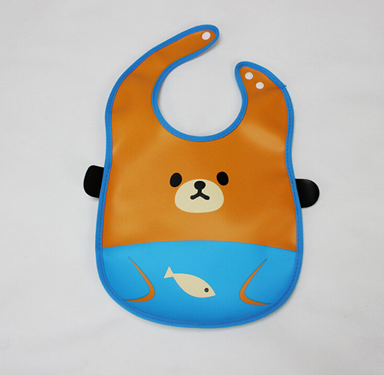 婴儿童防水PVC软塑料立体围嘴蓝