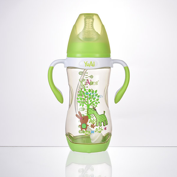 優(yōu)噯10寬口弧線(xiàn)型手柄自動(dòng)PPSU奶瓶(300ml)(保護底座)