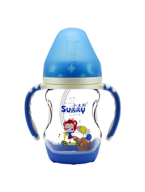  小太陽(yáng)PP雙色手柄奶瓶180ML