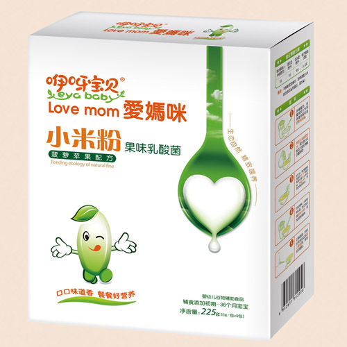   咿呀寶貝菠蘿蘋(píng)果果味乳酸菌小米粉盒裝