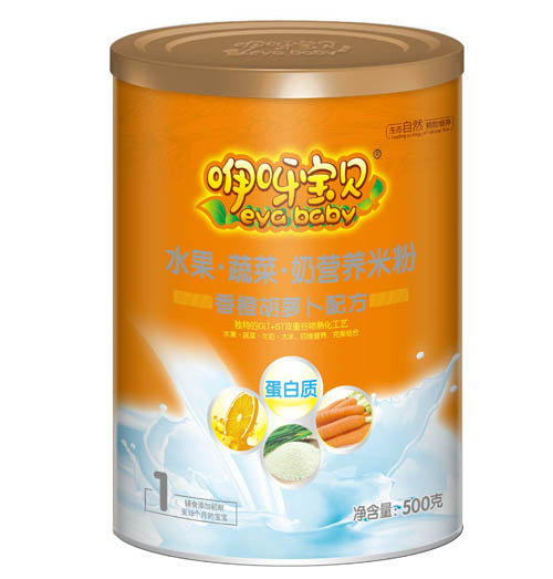    咿呀寶貝香橙胡蘿卜水果蔬菜奶營(yíng)養(yǎng)米粉1段