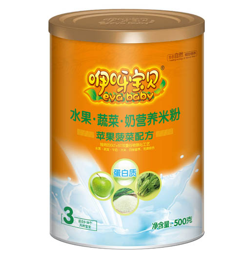    咿呀寶貝蘋果菠菜水果蔬菜奶營(yíng)養(yǎng)米粉3段