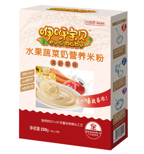   咿呀寶貝水果蔬菜奶營(yíng)養(yǎng)米粉盒裝