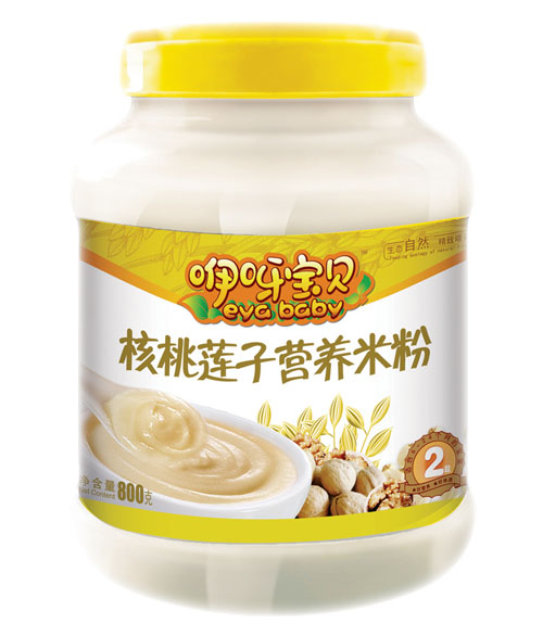  咿呀寶貝核桃蓮子營養(yǎng)米粉（桶裝金黃色）2段