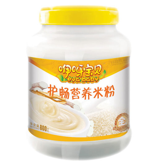  咿呀寶貝護(hù)腸營養(yǎng)米粉（桶裝金黃色）全段
