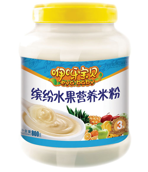  咿呀寶貝繽紛水果營養(yǎng)米粉（桶裝藍(lán)色）3段