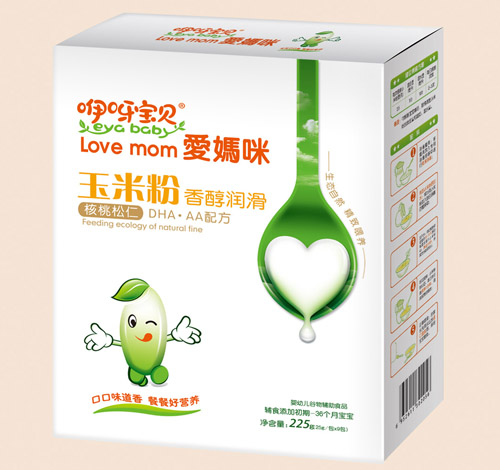  咿呀寶貝香醇潤滑DHA核桃松仁配方玉米粉盒裝
