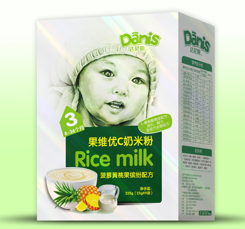  達尼斯菠蘿黃桃果維優(yōu)C奶米粉盒裝3段
