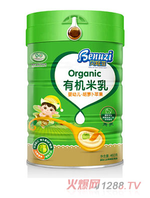   貝努滋嬰幼兒胡蘿卜蘋果有機(jī)米乳聽裝