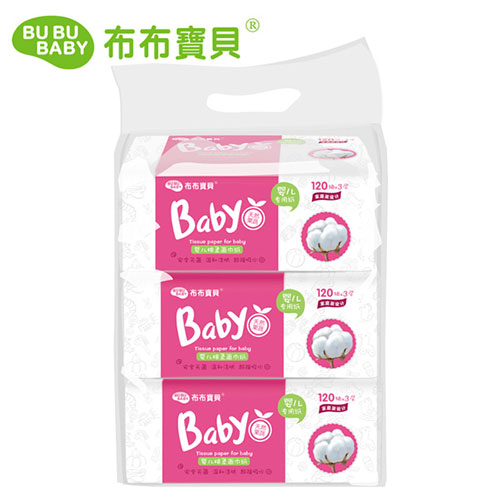  布布寶貝嬰兒棉柔面巾紙紅色120抽