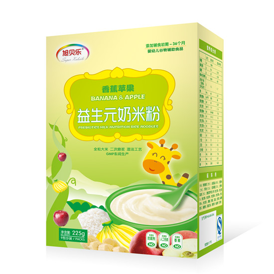  旭貝樂香蕉蘋果益生元奶米粉盒裝