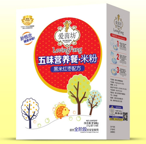   愛茵坊黑米紅棗五味營養(yǎng)餐米粉盒裝