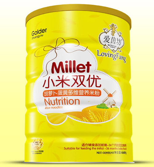   愛茵坊胡蘿卜蛋黃多維小米雙優(yōu)米粉鐵聽
