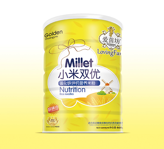   愛茵坊強(qiáng)化鐵鋅鈣營養(yǎng)小米雙優(yōu)米粉聽裝