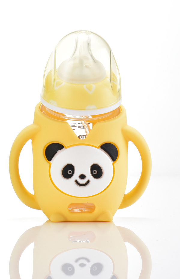    盟宝熊猫玻璃奶瓶-黄色
