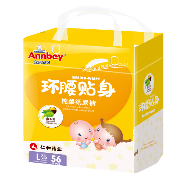  安親安貝環(huán)腰貼身棉柔紙尿褲L碼56片