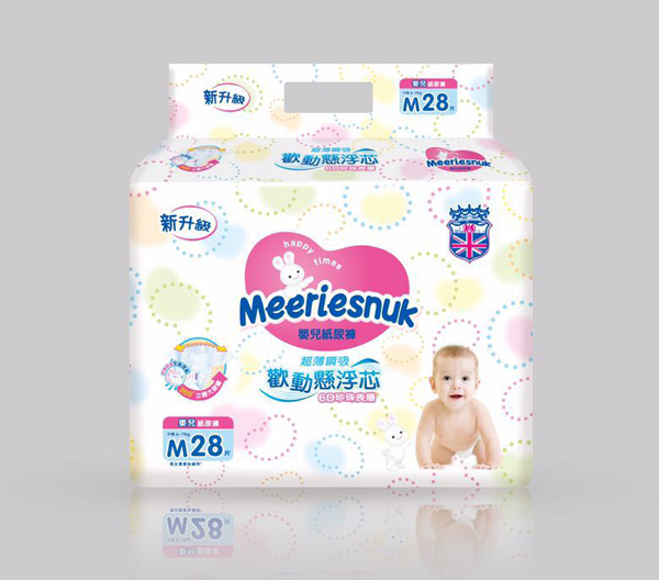   Merriesnuk歡動(dòng)懸浮芯紙尿褲小包M碼28片