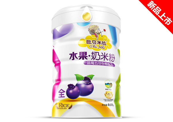   歐貝米拉水果奶米粉鐵聽-藍莓五谷雜糧配方