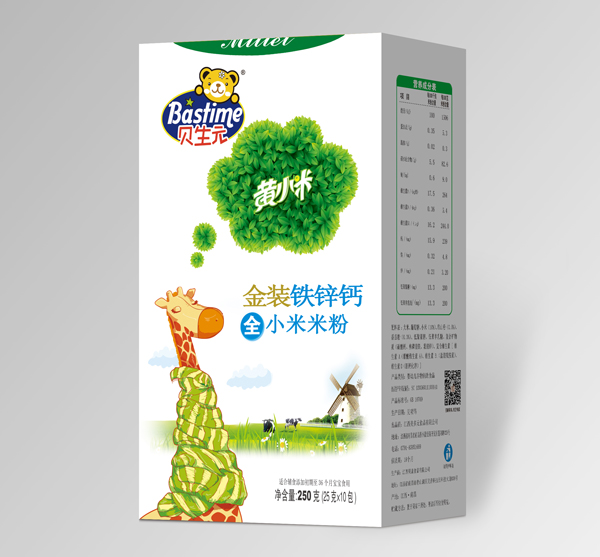   貝生元金裝鈣鐵鋅黃小米米粉盒裝