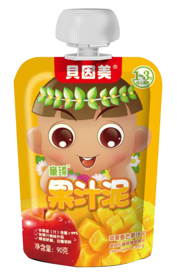  貝因美童臻蘋果香芒果果汁泥