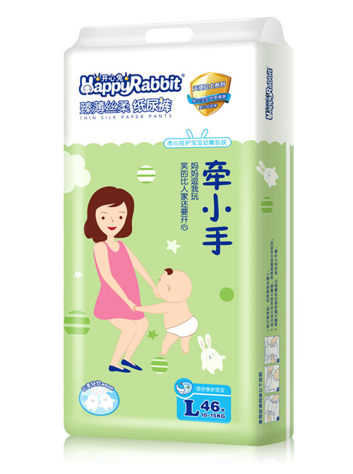 开心兔臻薄丝柔纸尿裤L码46片