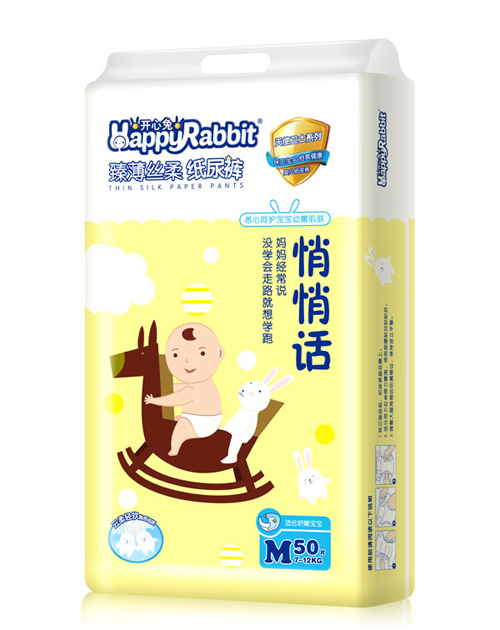  开心兔臻薄丝柔纸尿裤M码50片