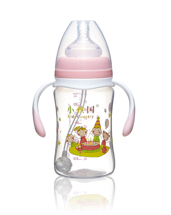 小孩國寬口直身自動(dòng)PP奶瓶粉色240ML.jpg