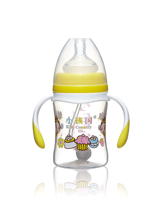 小孩國寬口直身自動(dòng)PP奶瓶黃色180ML.jpg
