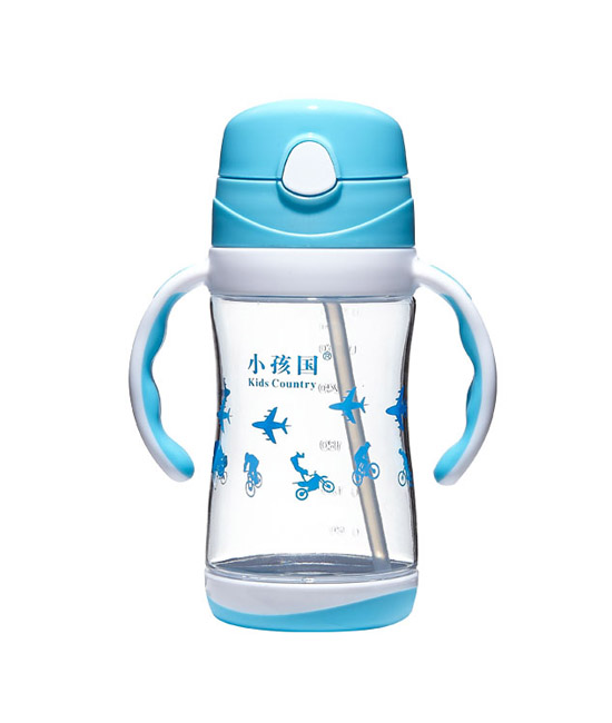 小孩國tritan雙色兩用水壺藍色手柄350ML.jpg